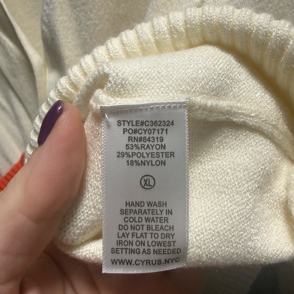 Cream Cardigan with Orange Accents - Picture 4 of 8